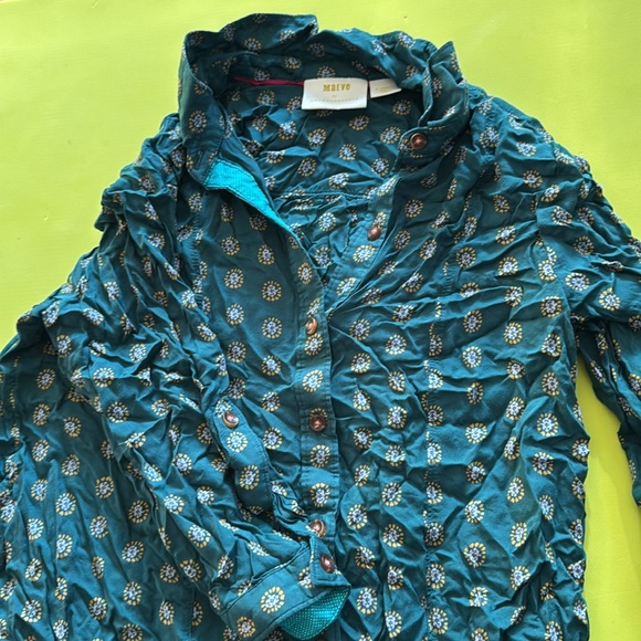 Maeve button down tunic in dark green pattern size XS - Picture 2 of 4